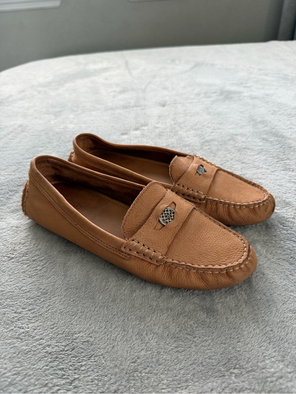 Coach Tan Leather Penny Driver Loafers